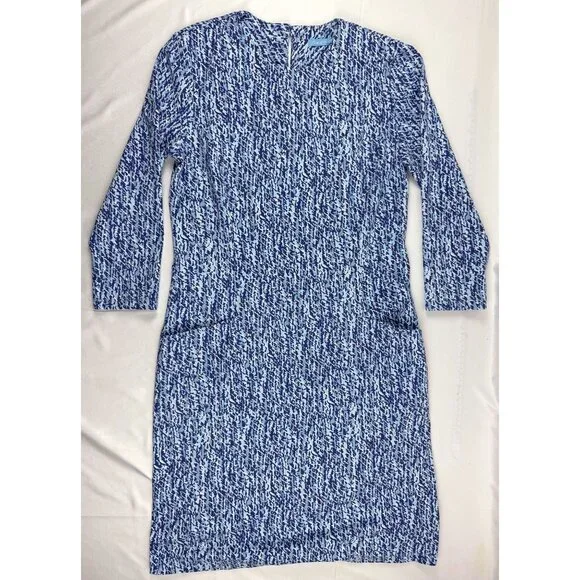 J McLaughlin Catalyst Dress Catalina Cloth S Blue Aqua Abstract Geo Print - Picture 2 of 8